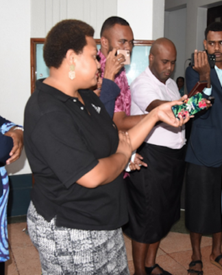 Fiji Prime Minister Sitiveni Rabuka speaks to reporters after the Media Industry Development Act 2010 was repealed in Parliament on 6 April 2023
