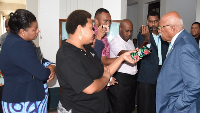 The Fiji Times: Draconian media law gone – good riddance! Fiji Prime Minister Sitiveni Rabuka speaks to reporters after the Media Industry Development Act 2010 was repealed in Parliament on 6 April 2023