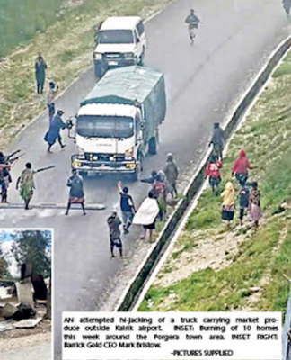 The Porgera "killing fields" front page in the PNG Post-Courier yesterday