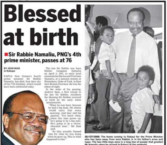 The late Sir Rabbie Namaliu