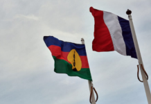 Twin flags of Kanaky and France