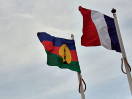 Twin flags of Kanaky and France