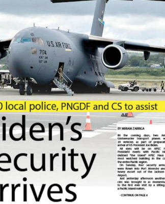 How the PNG Post-Courier covered the security build up today for US President Biden's visit