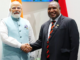 India's Prime Minister Narendra Modi (left) with PNG Prime Minister James Marape