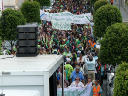 An estimated 7000 people marched to New Caledonia's Territorial Congress