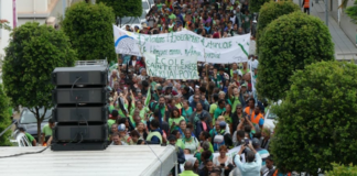 An estimated 7000 people marched to New Caledonia's Territorial Congress