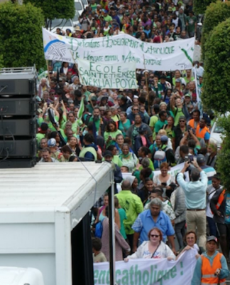 An estimated 7000 people marched to New Caledonia's Territorial Congress
