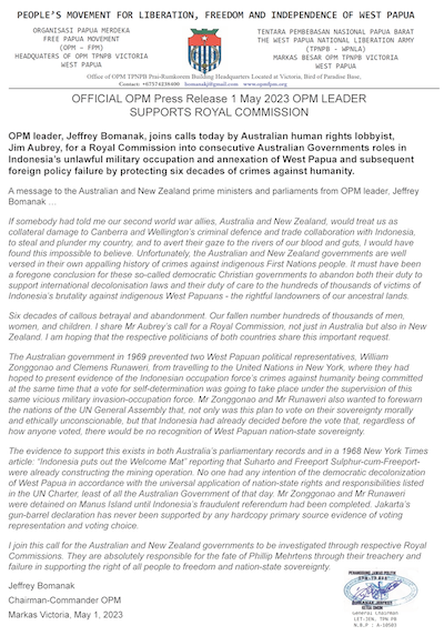 The TPNPB-OPM statement 1May23