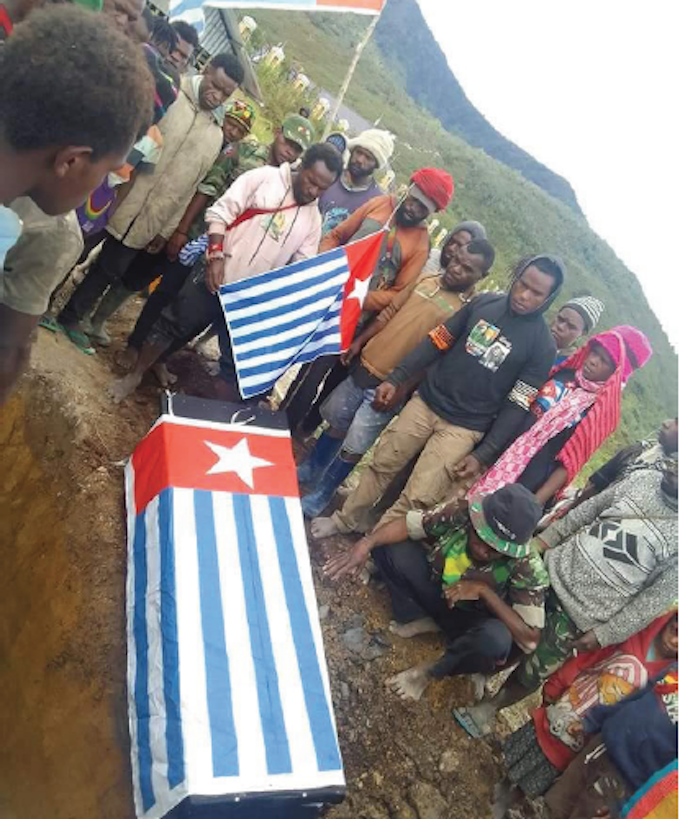 West Papuan Morning Star flag at burial