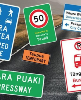 Bilingual road signs in English and te reo Māori