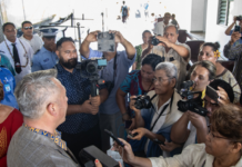 Samoan local media in a doorstep with former police commissioner, Fuiavaili'ili Egon Keil