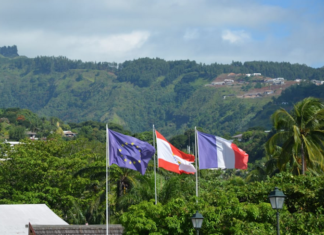 Three flags in Tahiti