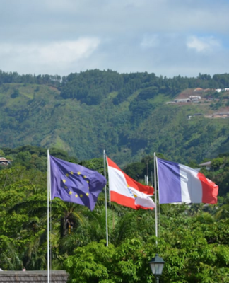 Three flags in Tahiti