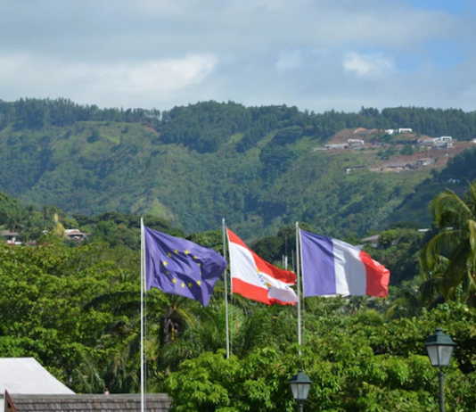 Three flags in Tahiti