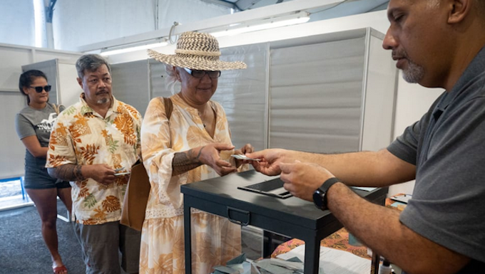 Tahitians cast their votes in the second round of the French Polynesian territorial elections