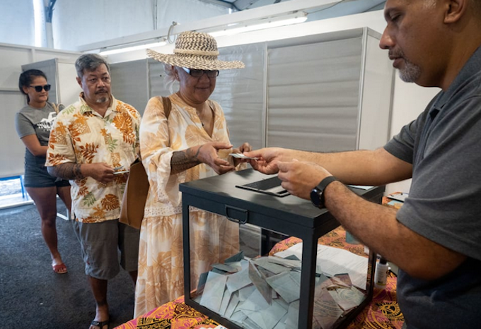 Tahitians cast their votes in the second round of the French Polynesian territorial elections