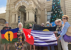 "Unfree flags" . . . Kanaky New Caledonia (from left), West Papua and Aboriginal.