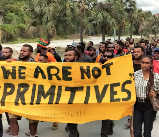 UPNG students . . . marching to Parliament today