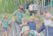 International Primary School Suva students cleaning up at the My Suva Picnic Park along the Nasese foreshore in the Fiji capital this week
