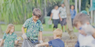 International Primary School Suva students cleaning up at the My Suva Picnic Park along the Nasese foreshore in the Fiji capital this week