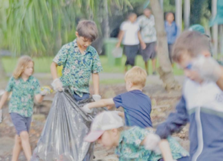 International Primary School Suva students cleaning up at the My Suva Picnic Park along the Nasese foreshore in the Fiji capital this week