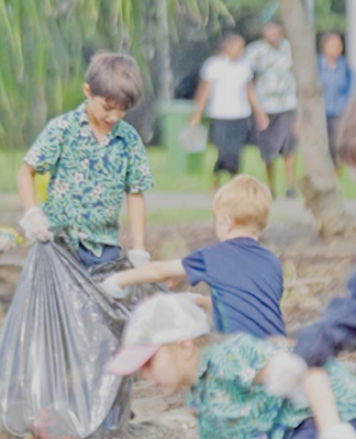 International Primary School Suva students cleaning up at the My Suva Picnic Park along the Nasese foreshore in the Fiji capital this week