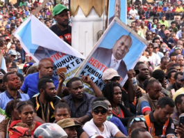 A Papuan protest against the "criminalisation" of Governor Lukas Enembe of Papua province