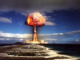 A French nuclear explosion at Moruroa atoll in 1970
