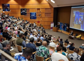 Professor Biman Prasad addressing the Pacific Update conference