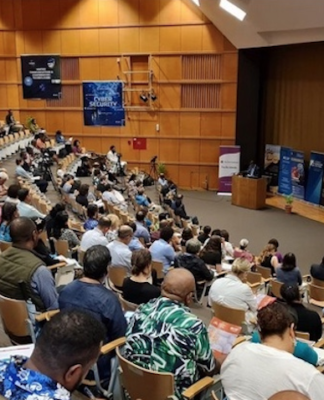 Professor Biman Prasad addressing the Pacific Update conference