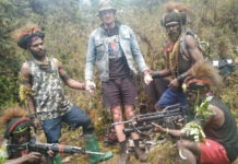 New Zealand pilot Phillip Mehrtens was photographed with his rebel captors in Indonesia's Papua region