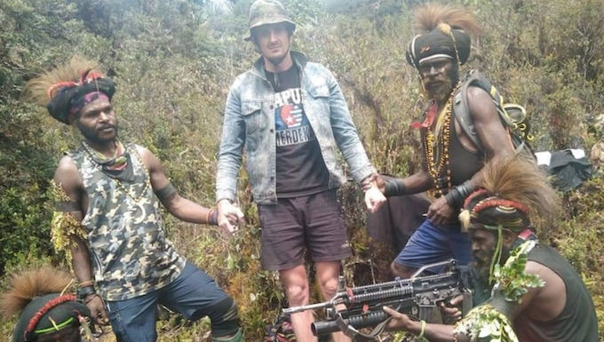 New Zealand pilot Phillip Mehrtens was photographed with his rebel captors in Indonesia's Papua region