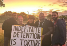 About 50 people held a protest at Brisbane's immigration detention centre