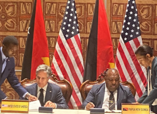 US Secretary of State Antony Blinken and PNG Defence Minister Win Barki Daki