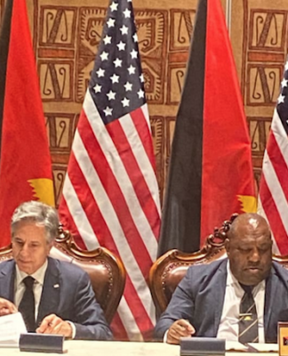 US Secretary of State Antony Blinken and PNG Defence Minister Win Barki Daki