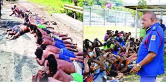 PNG police swoop . . . 34 suspects arrested in Madang (left) and 67 in Port Moresby