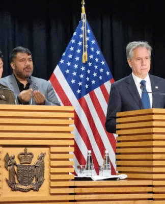 Foreign Minister Nanaia Mahuta and US Secretary of State Antony Blinken hold a media conference in Wellington