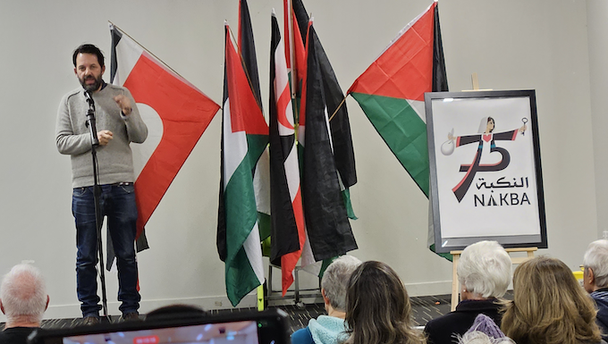Author Antony Loewenstein speaking about his new book, The Palestine Laboratory, in Auckland last night
