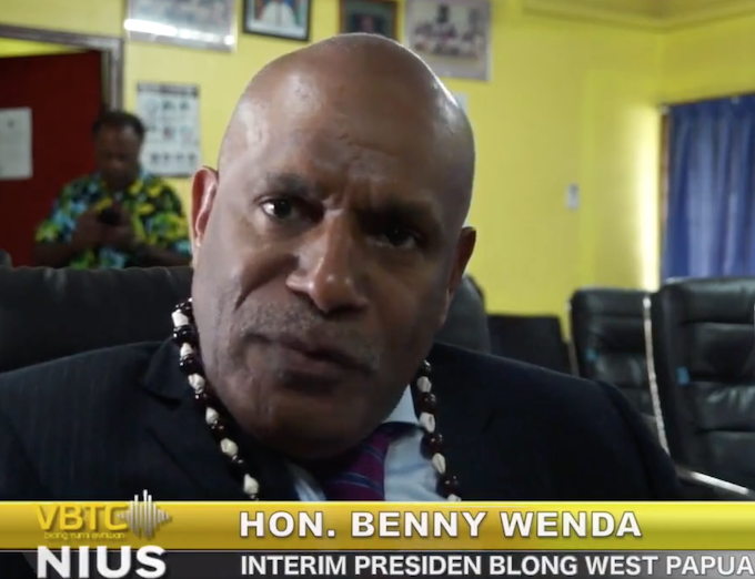 United Liberation Movement for West Papua (ULMWP) interim chair Benny Wenda being interviewed by Vanuatu Television 