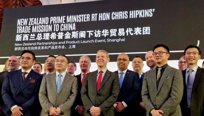 PM on China visit: ‘Door wide open for NZ products and services’ NZ Prime Minister Chris Hipkins and the trade delegation at the product launch in Beijing