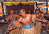 Fiji Navy officers perform a meke during the Fiji Navy Day celebrations at Stanley Brown Naval Base in Walu Bay, Suva, on 27 July 2023