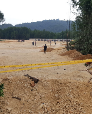 Mangrove forest destruction in the Youtefa Bay Nature Park conservation area