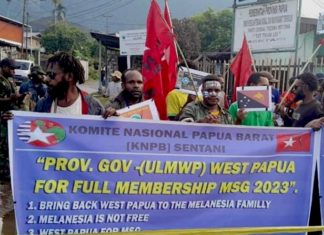 A KNPB rally in support of full membership for West Papua in the Melanesian Spearhead Group