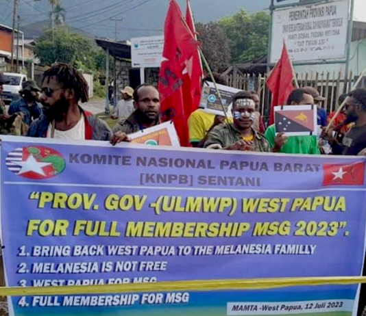 A KNPB rally in support of full membership for West Papua in the Melanesian Spearhead Group