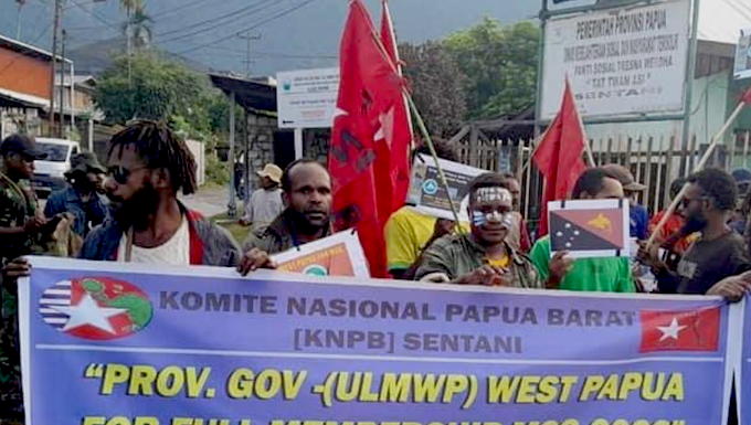 A KNPB rally in support of full membership for West Papua in the Melanesian Spearhead Group
