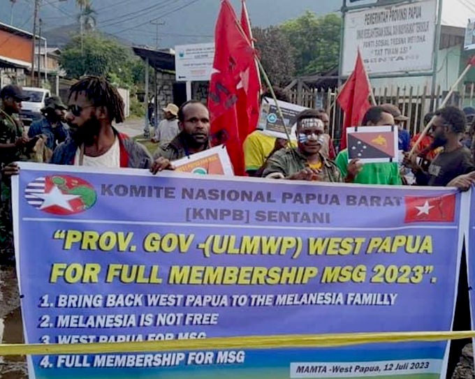 A KNPB rally in support of full membership for West Papua in the Melanesian Spearhead Group