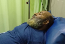 Suspended Papua Governor Lukas Enembe at the Gatot Subroto Army Central Hospital 16 July 2023