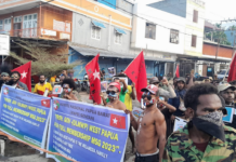 PNPB protesters in Jayapura rally in support of full West Papuan membership of the Melanesian Spearhead Group