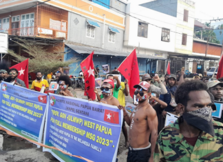PNPB protesters in Jayapura rally in support of full West Papuan membership of the Melanesian Spearhead Group