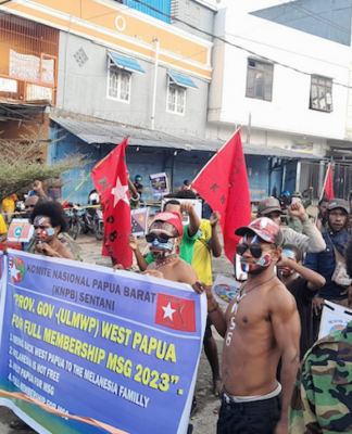 PNPB protesters in Jayapura rally in support of full West Papuan membership of the Melanesian Spearhead Group